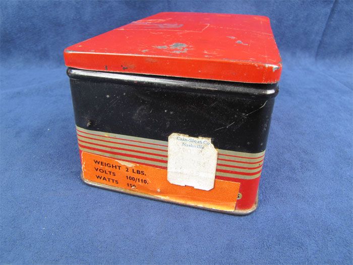 Vintage 1940s Prilect Travelling Iron In Original Tin  