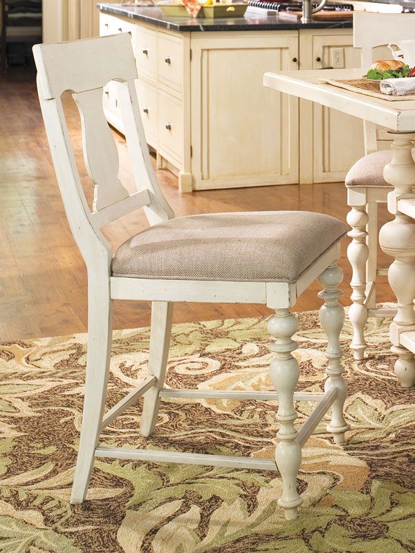 Pair of 2 Linen White Counter Bar Stools  