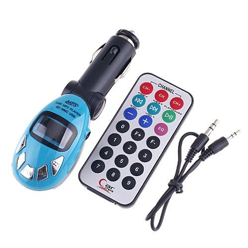 HOT Car  Player FM Transmitter USB SD MMC Slot Blue  