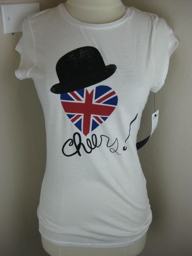 Miley Cyrus Max Azria White Tee English Heart  473  