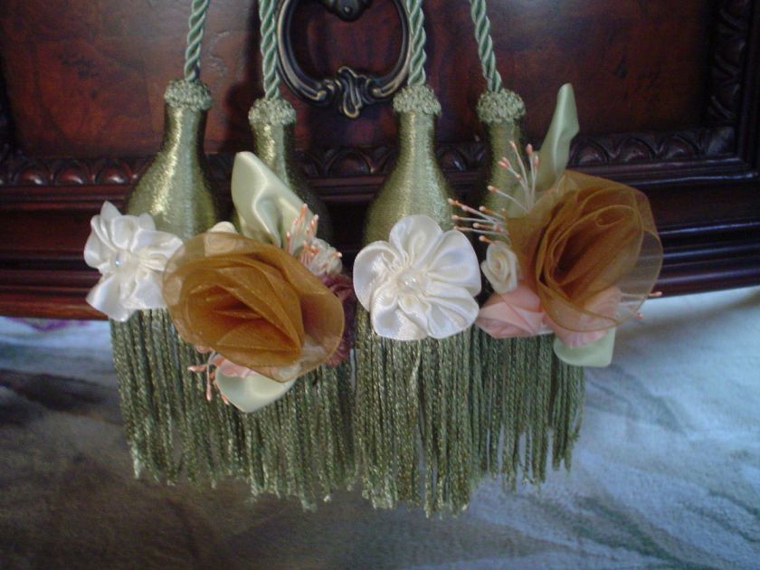 VICTORIAN Curtain~TIE BACK~GREEN tassle~HM Rose~CHIC  