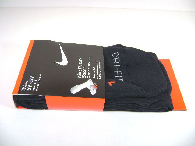 SX4363 001 NIKE FIT DRY SOCCER SOCKS BLACK Size 3Y   5Y  