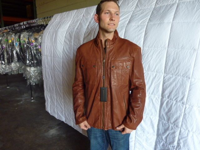 489 Andrew Marc bourbon Moto Rally jacket bourbon BROWN leather 