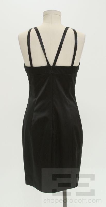 Marc Bouwer GlamIt Black Silk Rosette Ruffle Cocktail Dress Size 6 