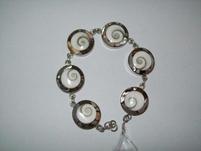 BEAUTIFUL 925 Silver Tiger & Shiva Shell Bracelet 20cm  