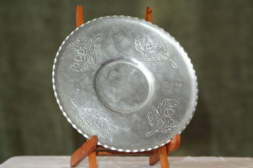   Farberware Hand Forged Hammered ALUMINUM Metal Tray Circle DISH  