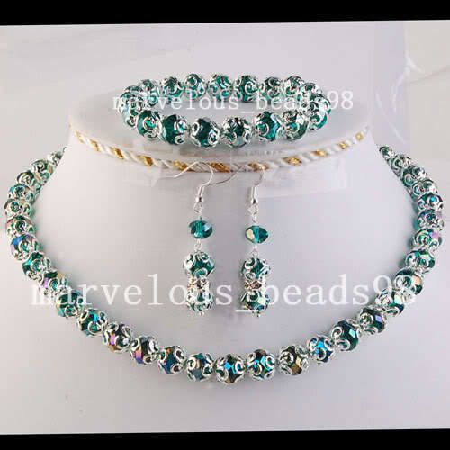 Peacock Crystal Bound Necklace Bracelet Earrings G3705  