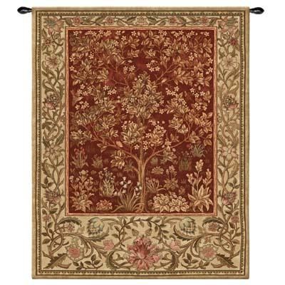 Tree of Life Ruby Mille Fleur Wall Tapestry W. Morris  