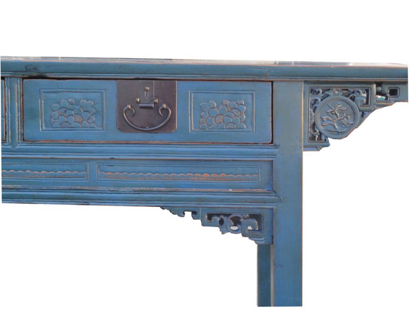 Blue Chinese Antique Butterfly Style Desk Altar Table WK2111  