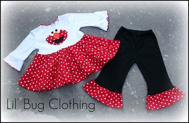 Custom Boutique Tiered Elmo Polka Dot Top Leggings  