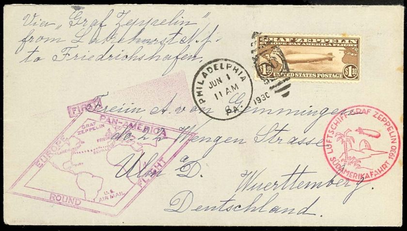 C14   June 1st 1930 ZEPPELIN FLIGHT COVER  