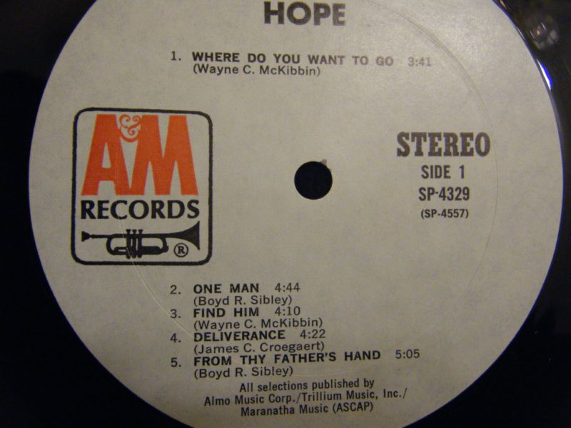 RARE HOPE SELF TITLED 1972 PSYCH XIAN CHRISTIAN PROMO  