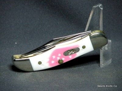 New Case XX 2012  Deer Tracks  Pocket Hunter Knife PINK over White 