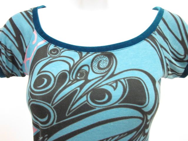 CUSTO BARCELONA Blue Black Print Cotton T Shirt Top 1  