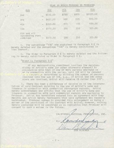 DAN HOSS BLOCKER   DOCUMENT SIGNED 08/17/1961  