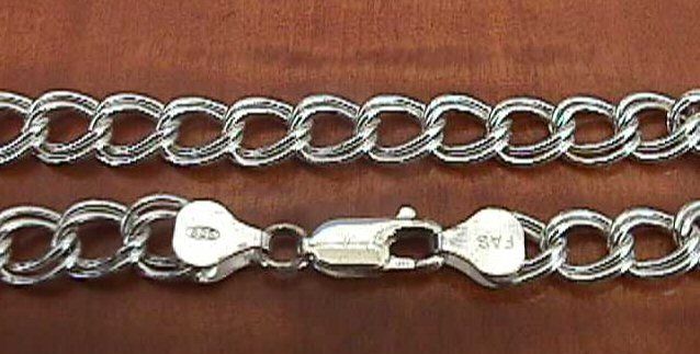 Sterling Silver 925 FAS Double Link CHARM BRACELET  