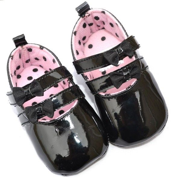 Black Mary Jane bows toddler baby girl shoes size 2 3  