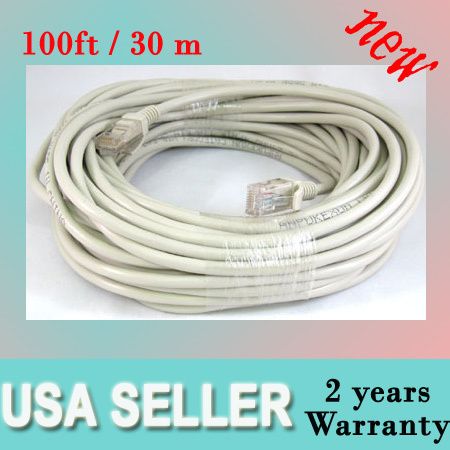 NEW 100FT COMPUTER ETHERNET NETWORK Grey CABLE CAT5 e  