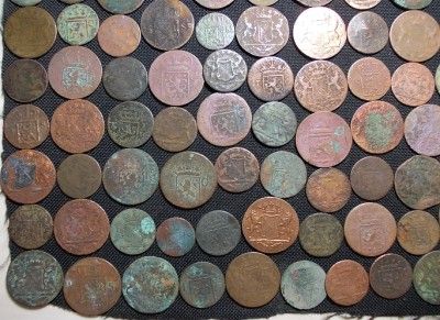 ANTIQUES 1790 VOC & 1800s NEW YORK PENNY DUIT COLONIAL OLD US COINS 