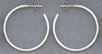 Sterling Silver Hoop Ear Post Earrings  