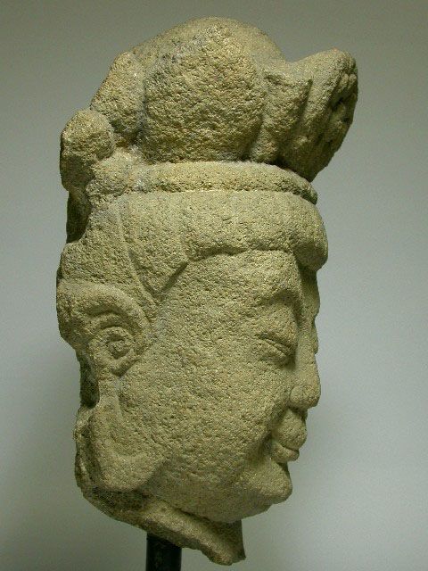 Chinese 5thC Northern Wei Sandstone Bodhisattva Head From Cave  