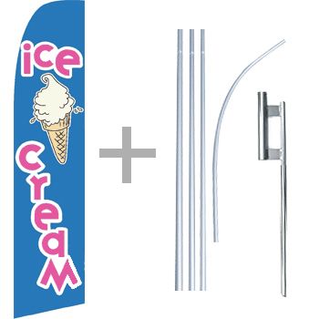 Swooper Flag 15 Feather Banner +Pole+Spike   ICE CREAM  