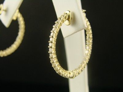 14K WOMENS ENDLESS YG 1.24 CT DIAMOND HOOPS EARRINGS  