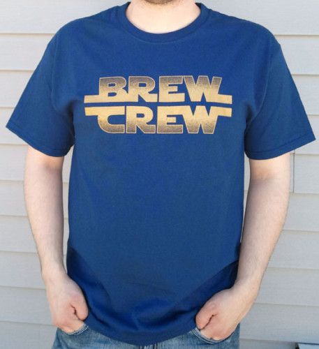 Milwaukee BREW CREW Star Wars Font T shirt   NAVY  