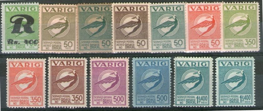 BRAZIL (#3763) VARIG stamps (Sc.unlisted), 13 stamps  