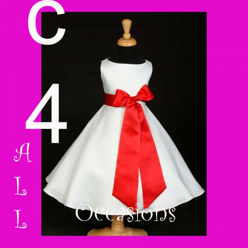 FLOWER GIRL DRESS IVORY/RED 2 3 4 5 6 6X 7 8 9 10 12 14  