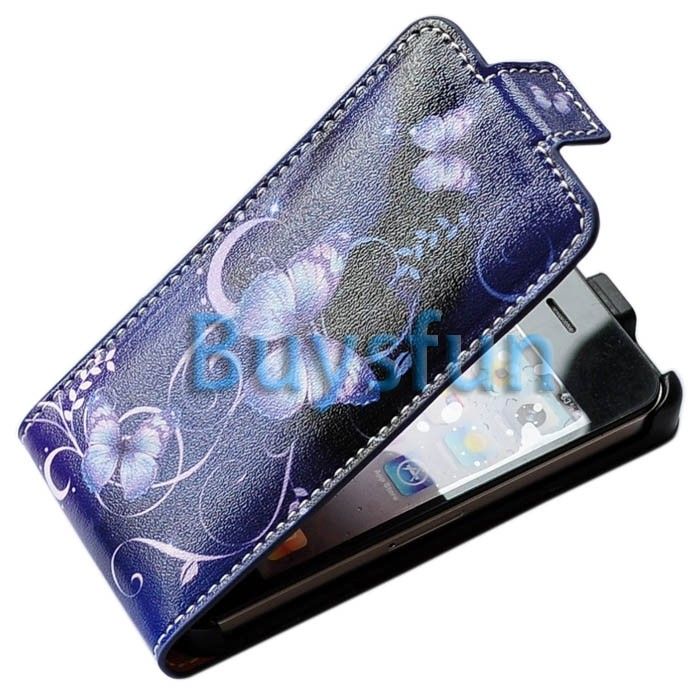   Butterfly Flip Leather Cover Case Skin for Apple iPhone 4 4G 4S  