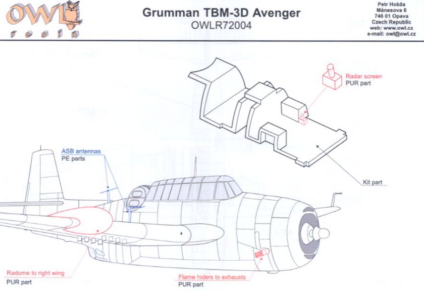 Owl Decals 1/72 GRUMMAN TBM 3D AVENGER Resin Conversion Kit  
