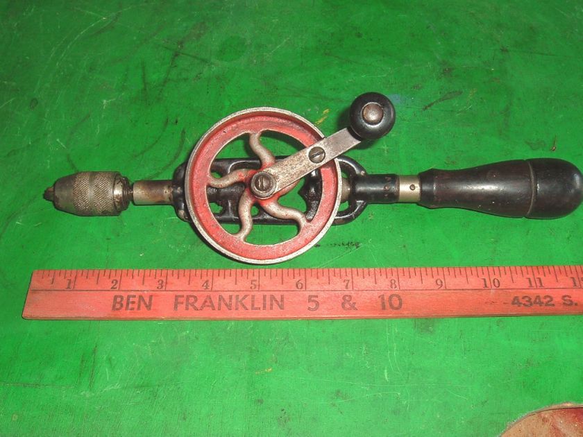 vintage antique hand crank drill farm tool early carpenter tool folk 