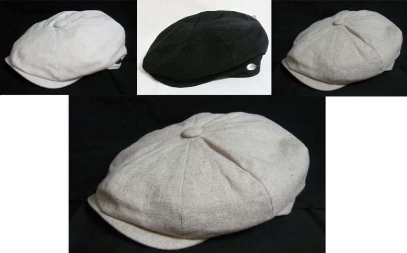 PANEL LINEN APPLE JACK NEWSBOY DRIVING GATSBY HAT CAP  