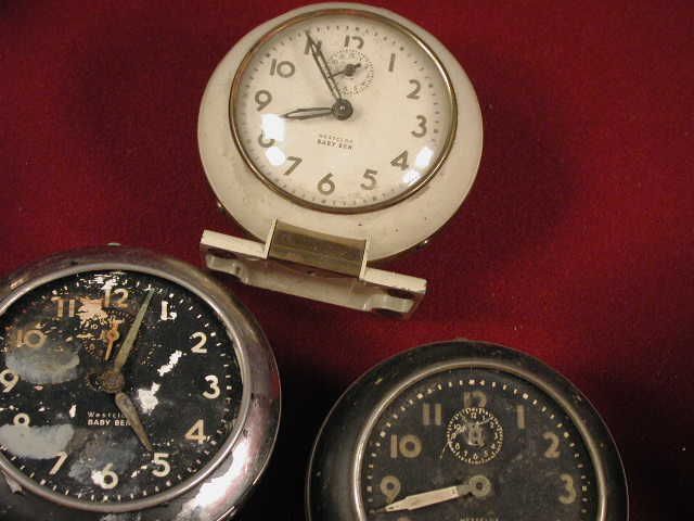 Lot 5 Vintage Westclox Baby Ben Wind up Alarm Clocks, Models 61, 2A 