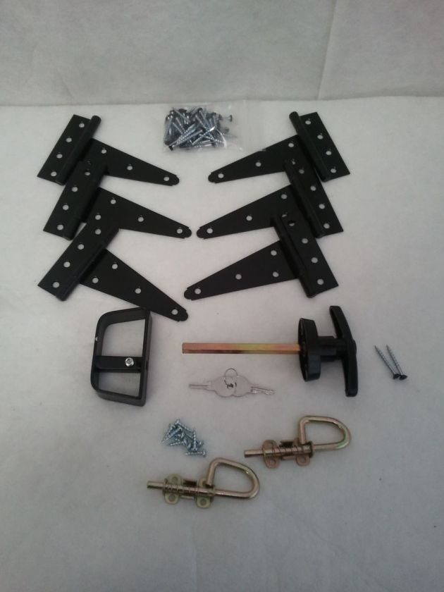   Door Hardware Kit 5 Hinges, T Handles, Barrel Bolts, Shed windows