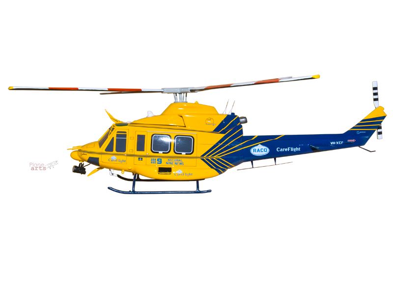 Bell 412 Careflight Helicopters Wood Helicopter Model  