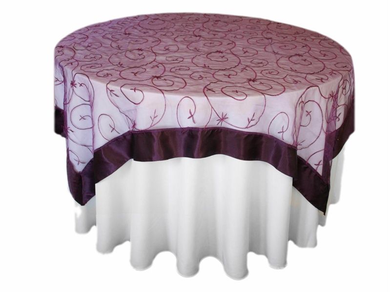   Embroidered Sheer Organza Table Overlay Wedding Tabletop Linens  
