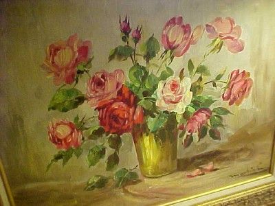 ORIGINAL OIL PAINTING OF ROSES OLD  