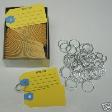 100 Blank KEY TAGS with Rings Car Dealers Hotel Apartment Auto Service 