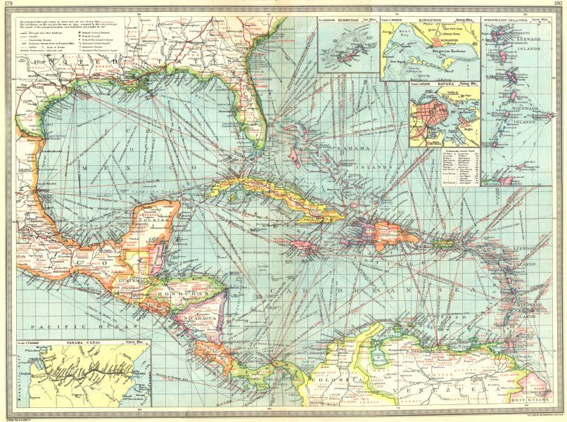   CENTRAL AMERICAIndustry Communications;Panama Canal;Bermuda,1907 map