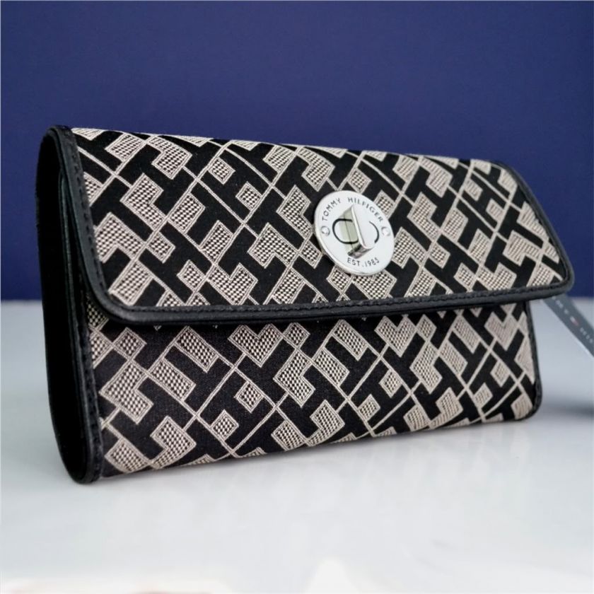 Tommy Hilfiger Black CheckBook Wallet 715676207379  