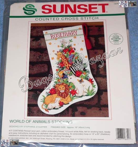   WORLD OF ANIMALS Counted Cross Stitch Christmas Stocking Kit  