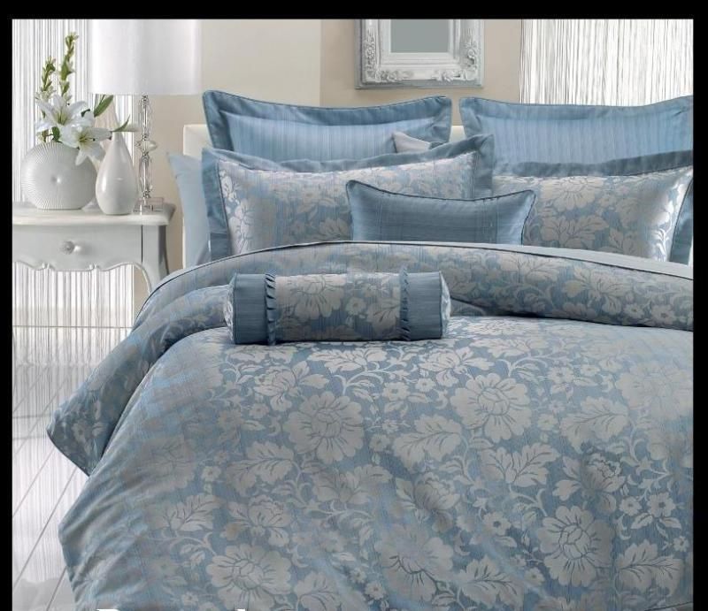 Light Blue/Silver Gray Duvet Covers Set 7, 8, or 9pc  