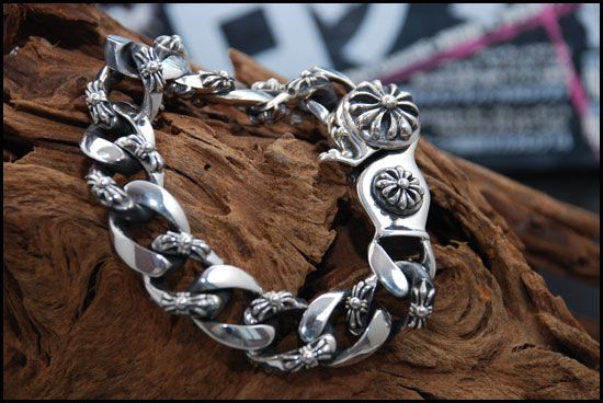 INCH STERLING SILVER ROCKER BIKER CROSS BRACELET  