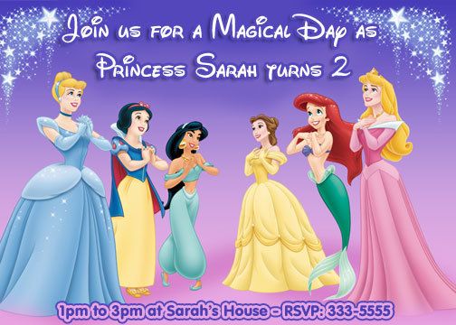 DISNEY PRINCESS BIRTHDAY PARTY INVITATIONS AND FAVORS  