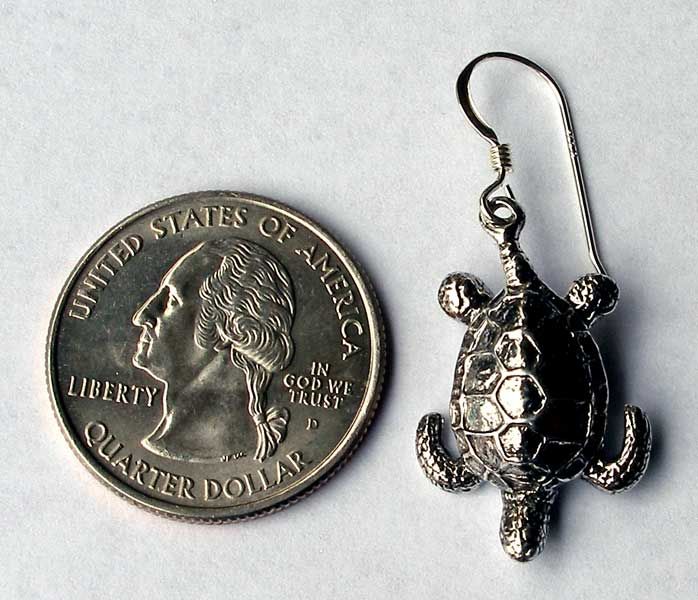 Sea Turtle Earrings Scuba Skin Diver Jewelry Sterling  