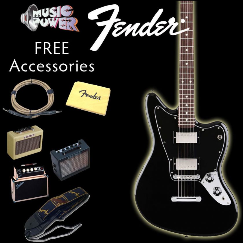 Fender Blacktop Black Jaguar Electric Guitar HH & Free Accessories 