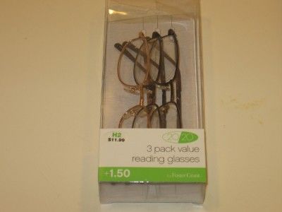 FOSTER GRANT 20/20 READING GLASSES 3 PACK 1.50 POWER  