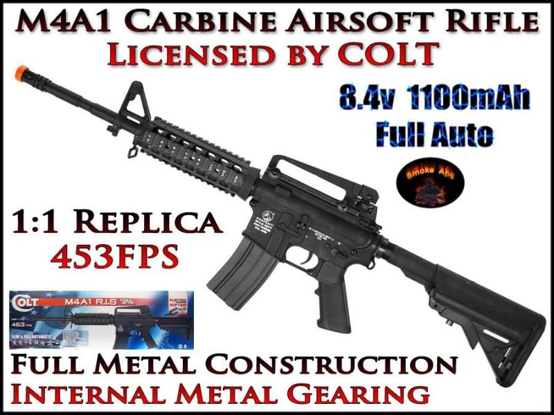 New Licensed Full Metal Colt M4A1 R.I.S Electric Airsoft Rifle Gun 